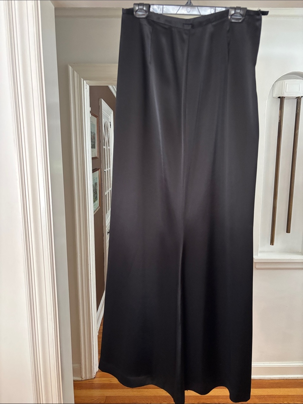 Black satiny maxi skirt